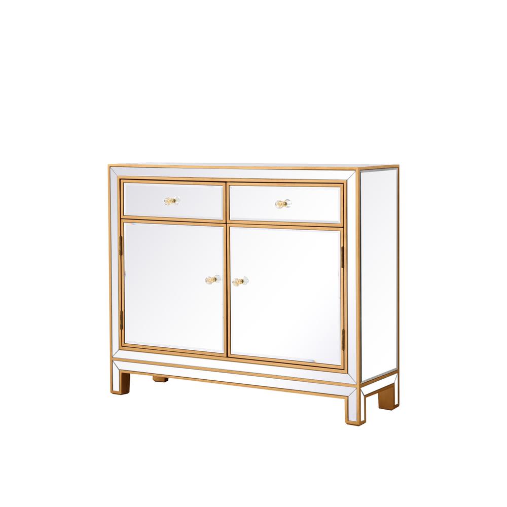 End table 2 drawers 2 doors 38in. W x 12in. D x 32in. H in gold. Picture 4