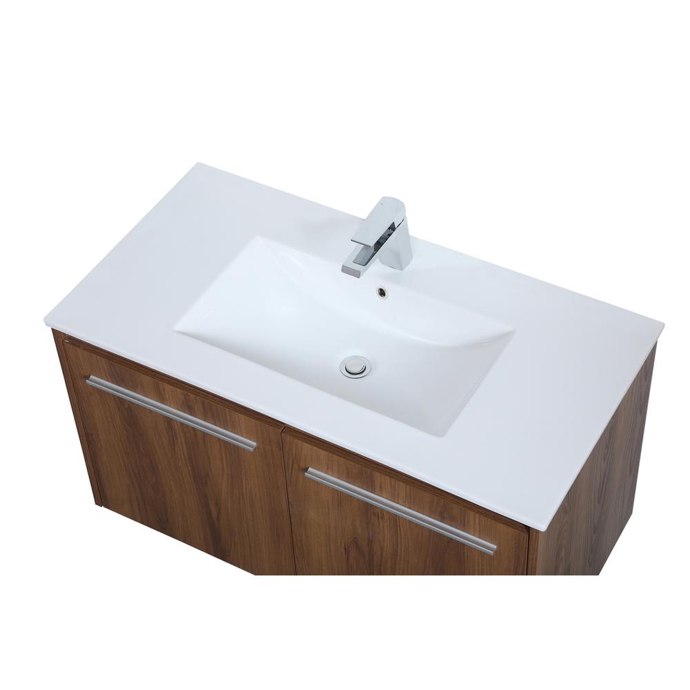 36 inch  Single Bathroom Floating Vanity in Walnut Brown. Picture 9