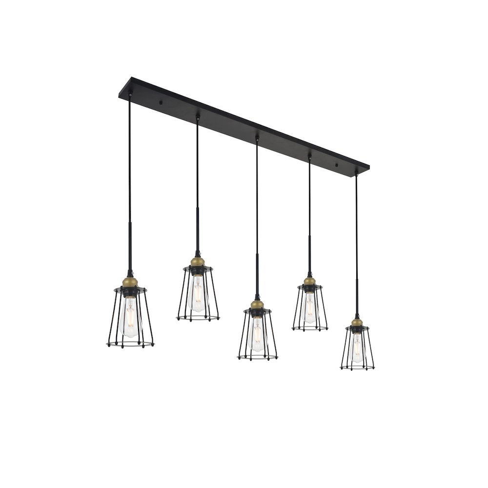 Auspice 5 Light Brass And Black Pendant. Picture 7