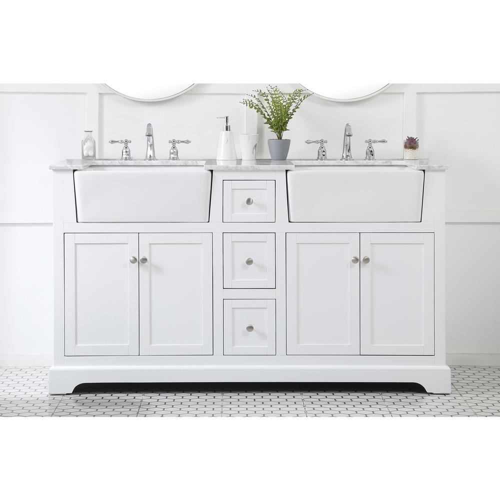 60 inch double bathroom vanity in white. Picture 14