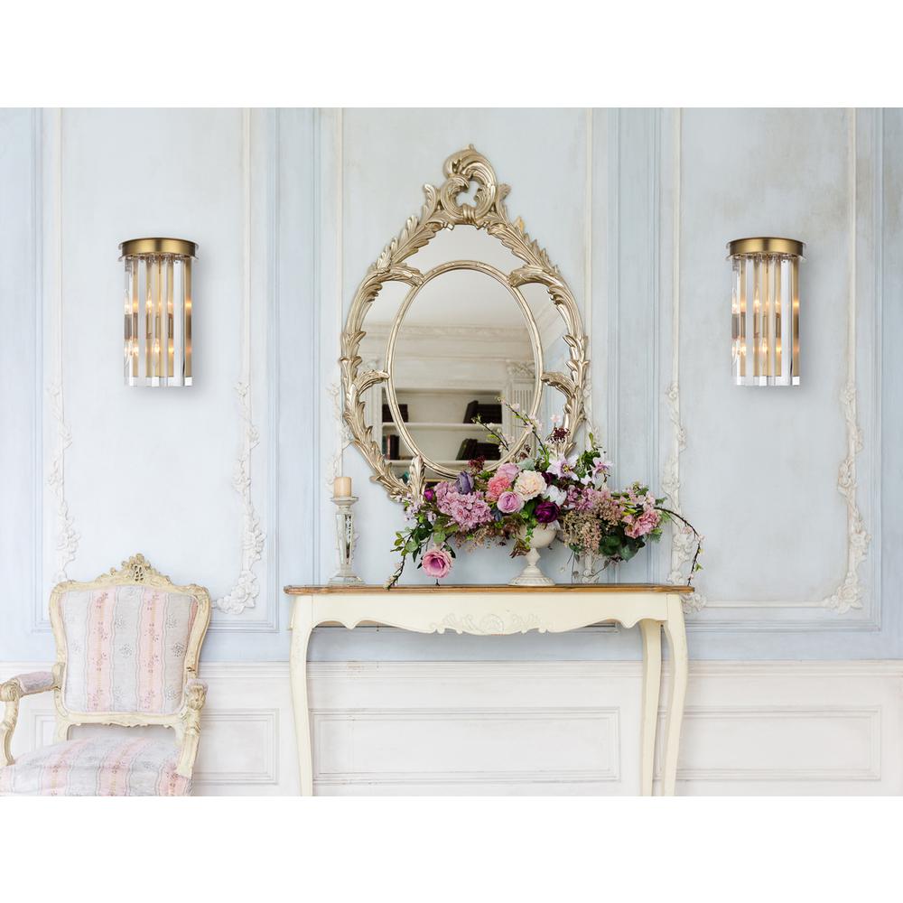 Sydney 8 inch crystal wall sconce in satin gold. Picture 8