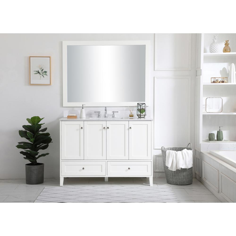 48 inch Single Bathroom Vanity in White with Backsplash. Picture 7