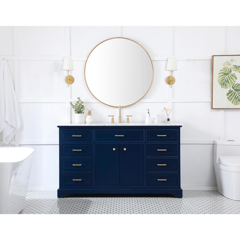 60 inch Single bathroom vanity in blue. Picture 4