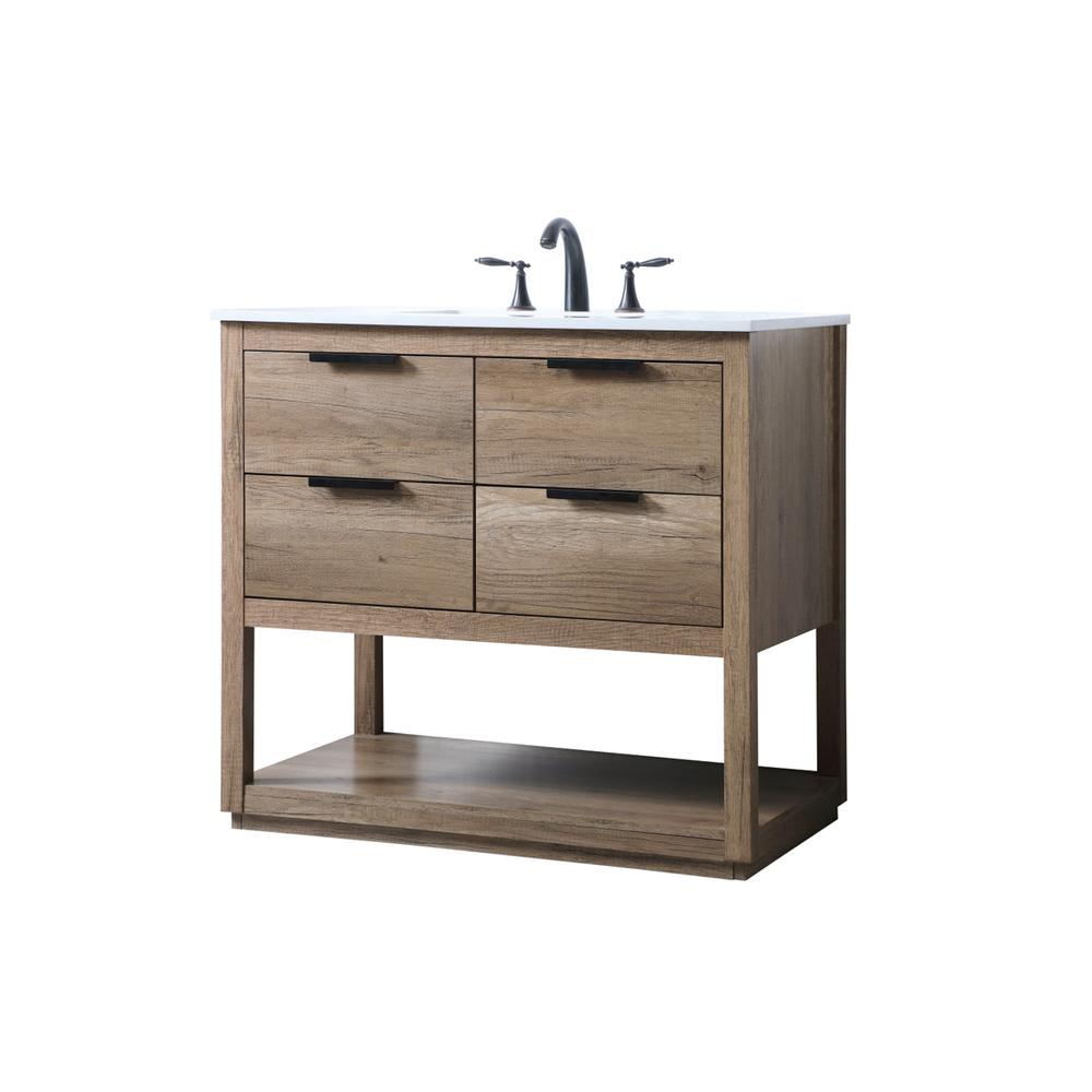 36 Inch SIngle Bathroom Vanity In Natural Oak. Picture 7