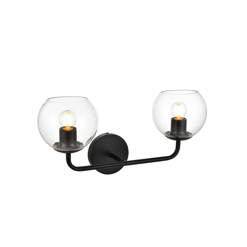 Genesis 2 light Black and Clear Bath Sconce. Picture 3