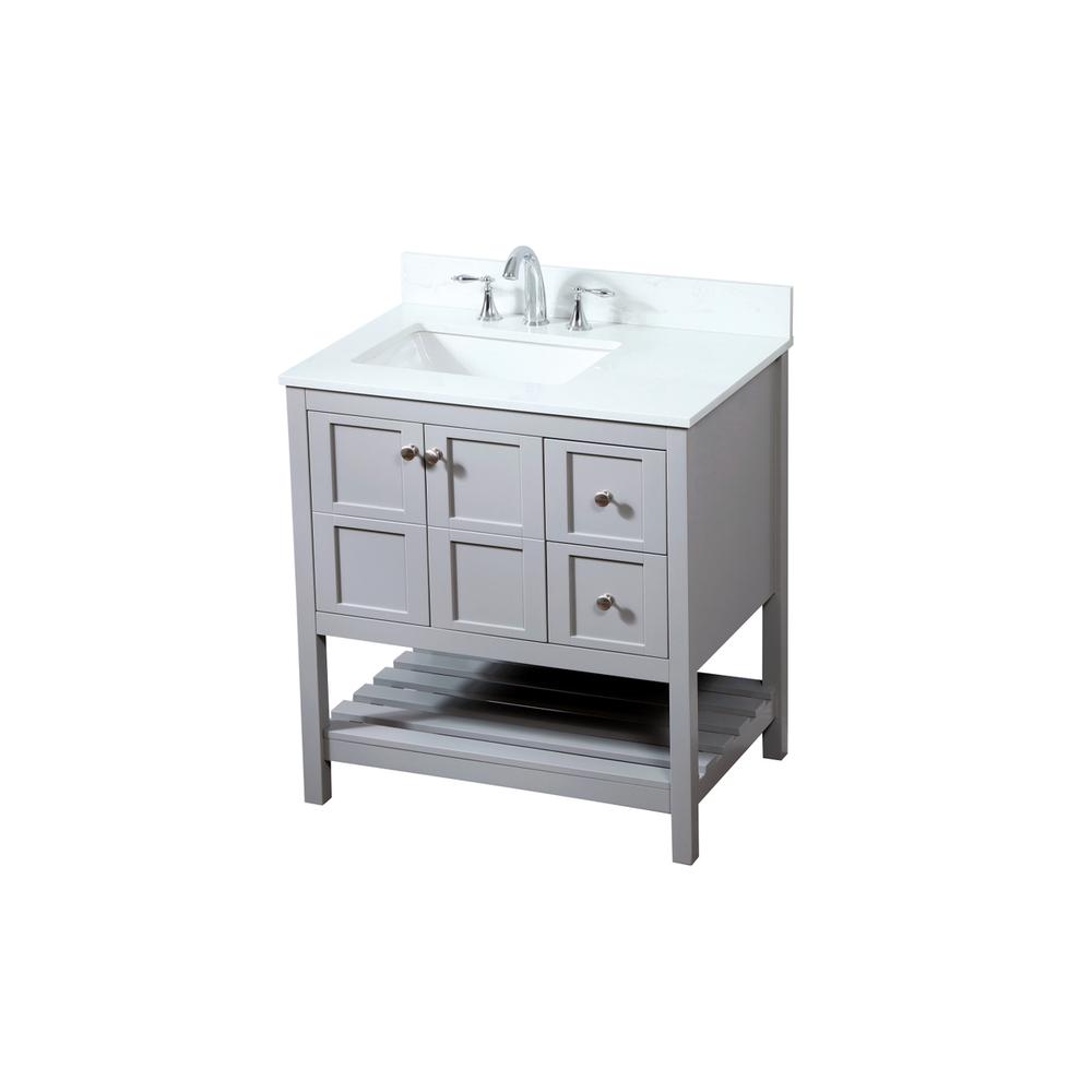 32 inch Single bathroom vanity in grey with backsplash. Picture 8