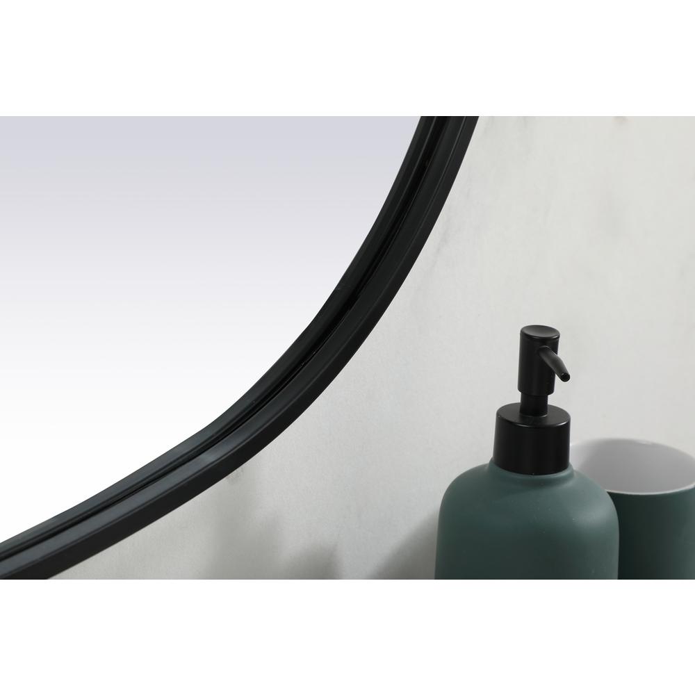 Metal Frame Oval Mirror 30x40 Inch in Black. Picture 6