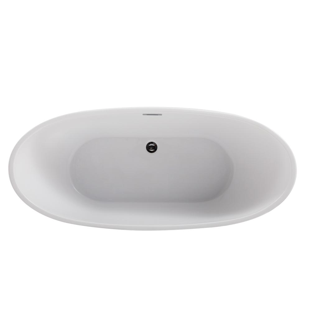 62 inch soaking bathtub in glossy white. Picture 9