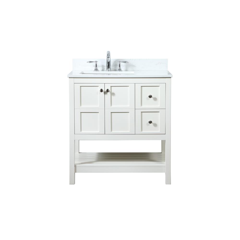 32 inch Single bathroom vanity in white with backsplash. Picture 1