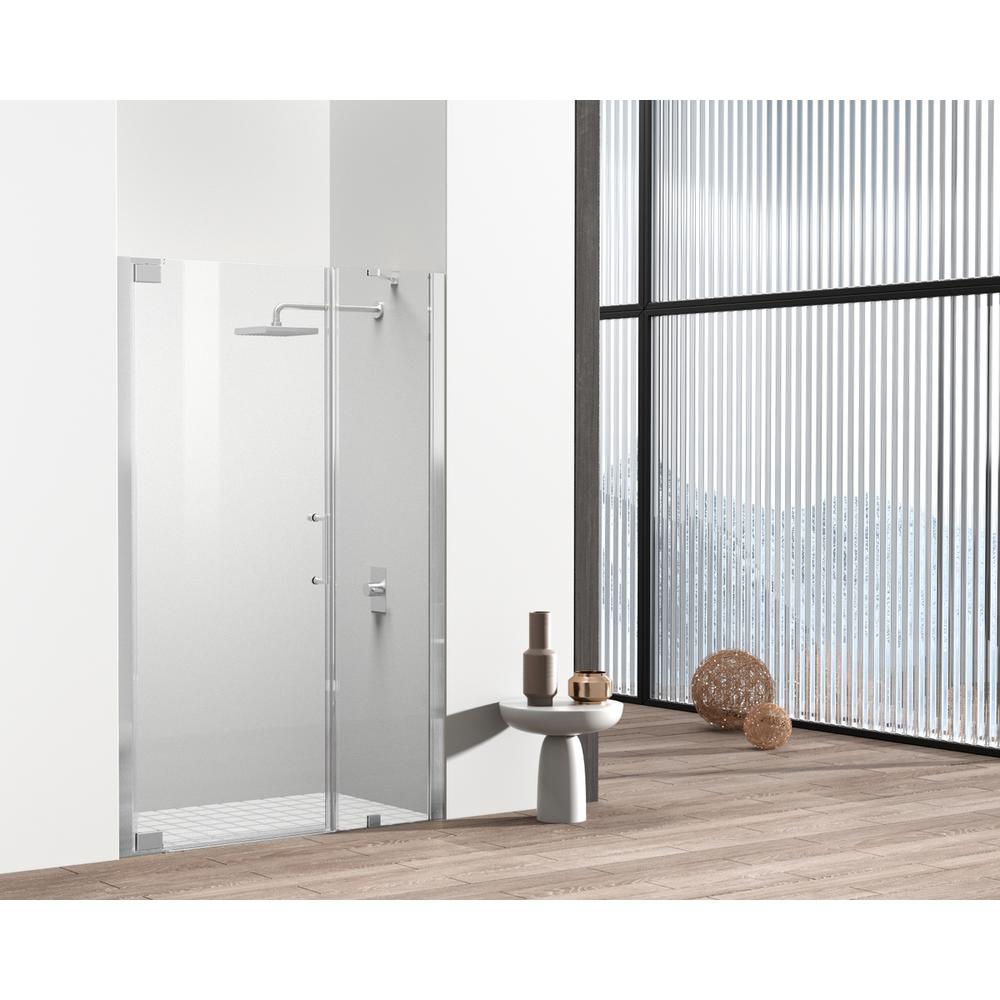 Semi-frameless hinged shower door 48 x 72 Brushed Nickel. Picture 11
