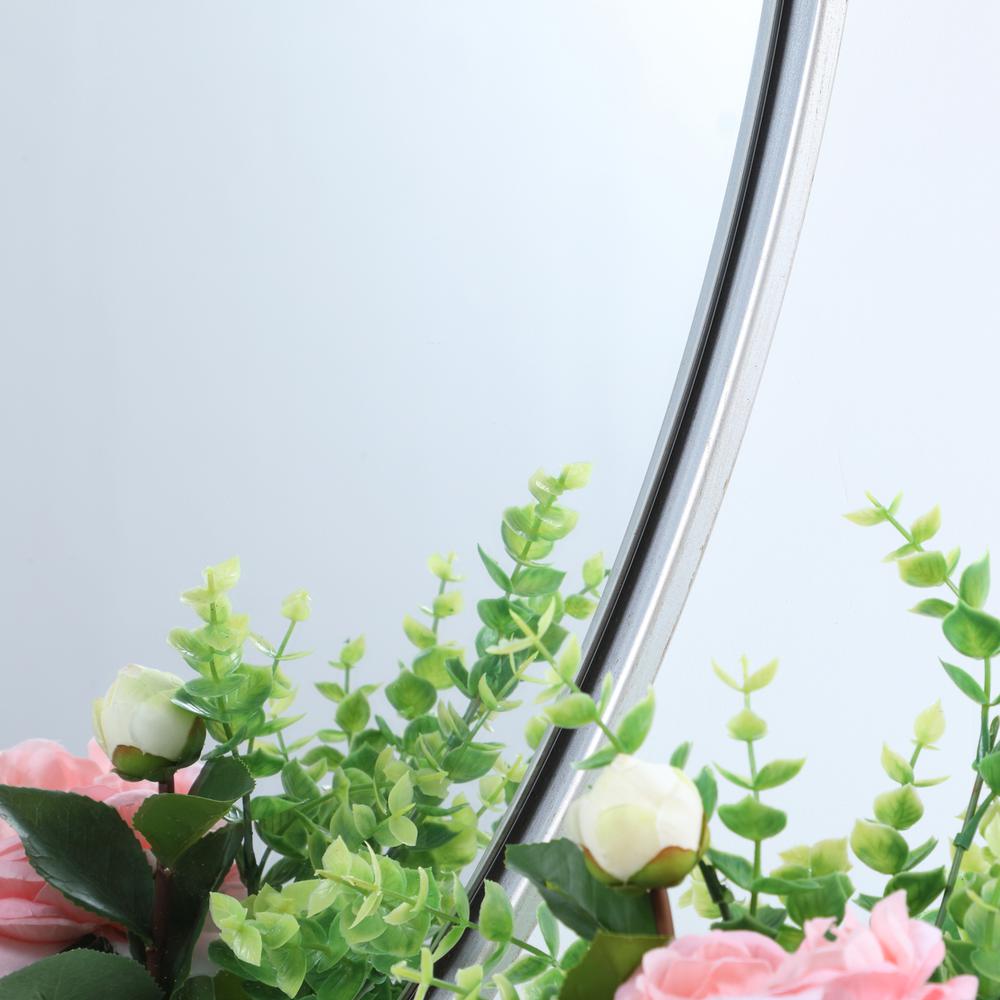 Metal frame oval mirror 40 inch in silver. Picture 11