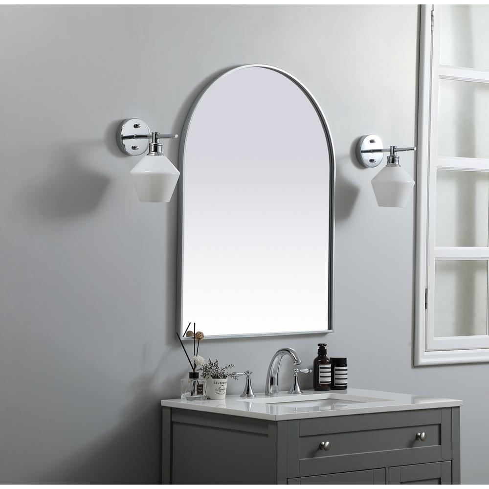 Metal Frame Arch Mirror 27x36 Inch in Silver. Picture 2