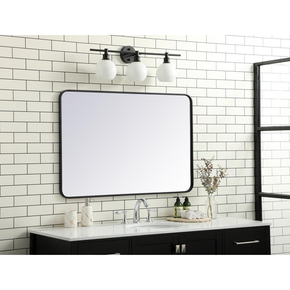 Soft corner metal rectangular mirror 28x42 inch in Black. Picture 2