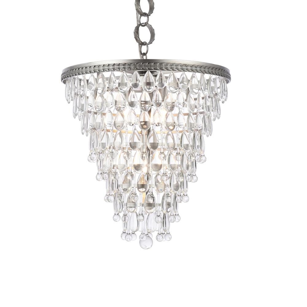 Nordic 5 light antique silver Pendant Clear Royal Cut Crystal. Picture 2