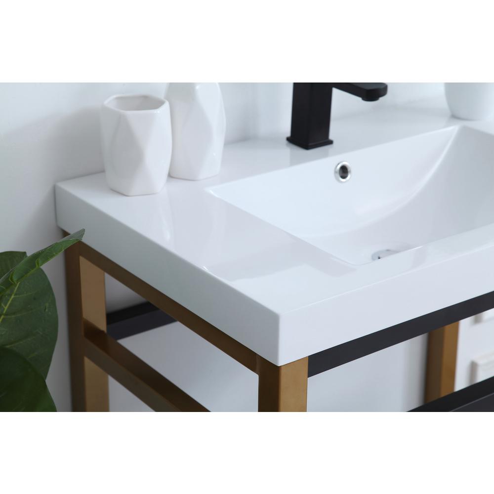 30 inch Single Bathroom Metal Vanity in Golden Black. Picture 3