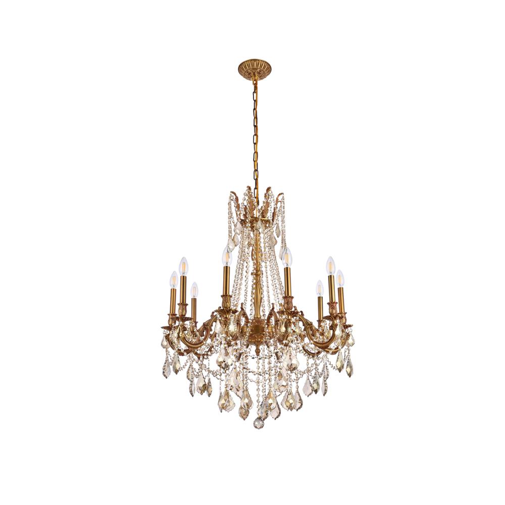 Rosalia 10 light French Gold Chandelier Golden Teak (Smoky) Royal Cut Crystal. Picture 6