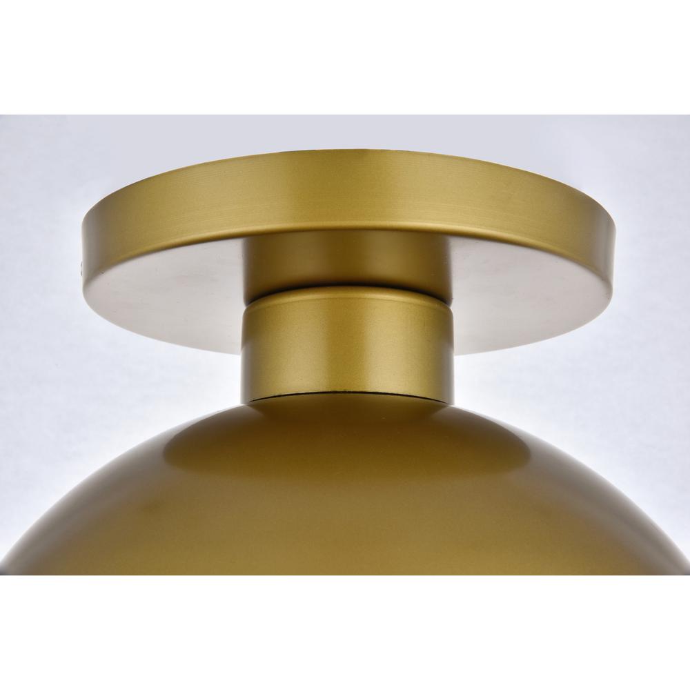 Eclipse 1 Light Brass Flush Mount With Frosted White Glass. Picture 4