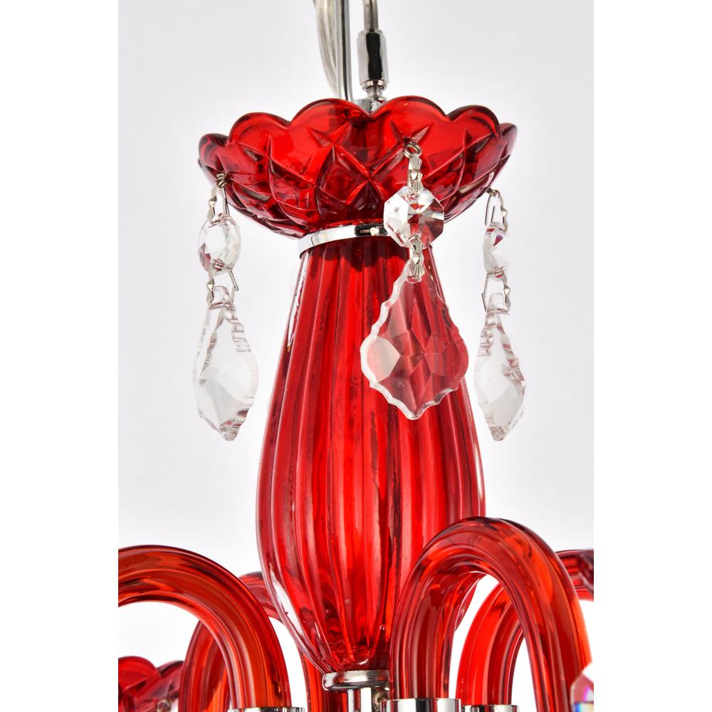 Rococo 4 light Red Pendant Bordeaux (Red) Royal Cut Crystal. Picture 4