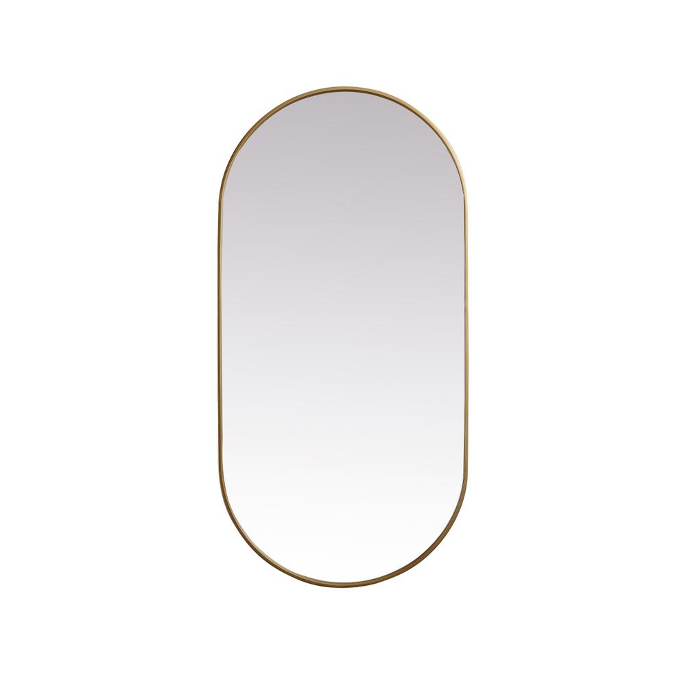 Metal Frame Oval Mirror 30x60 Inch in Brass. Picture 1