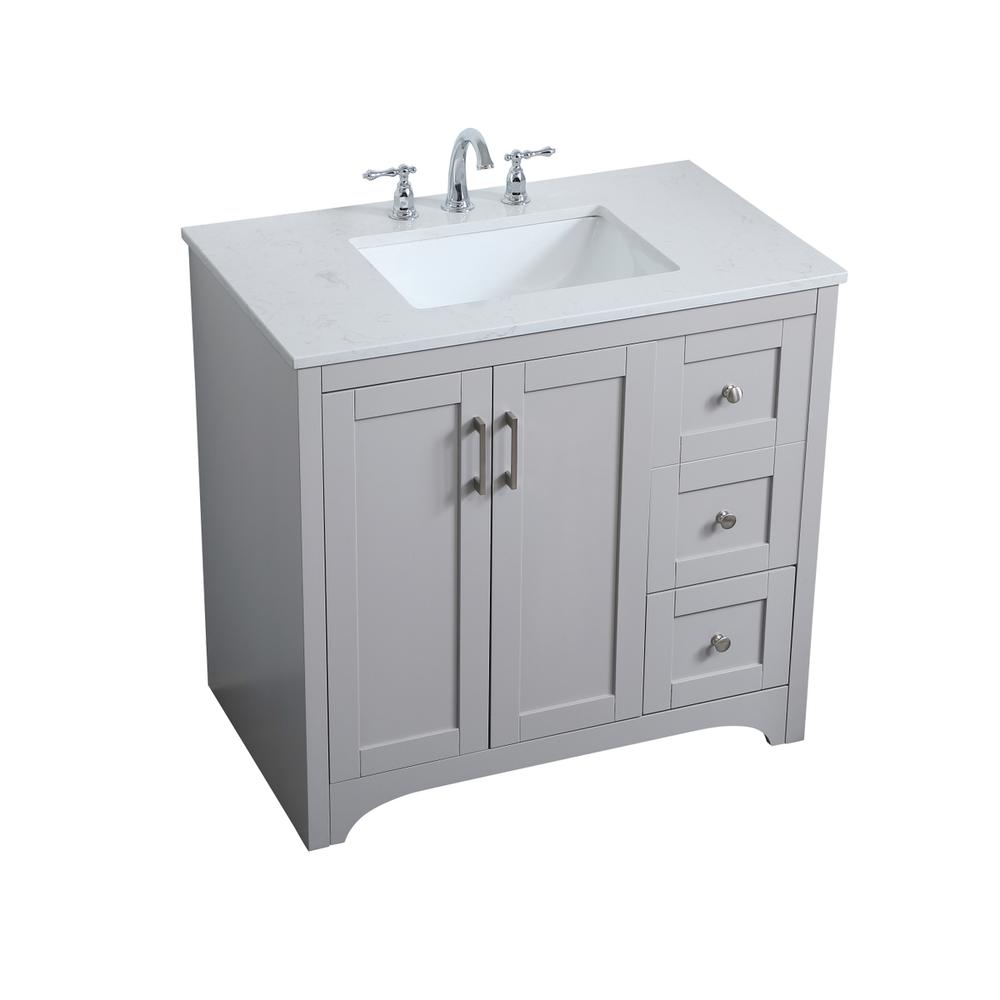 36 inch Single Bathroom Vanity in Grey. Picture 8