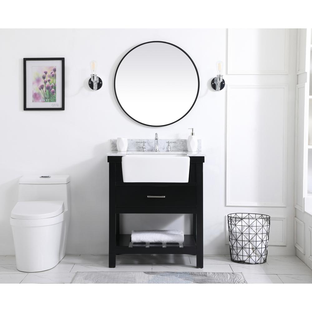 30 inch Single bathroom vanity in black with backsplash. Picture 4
