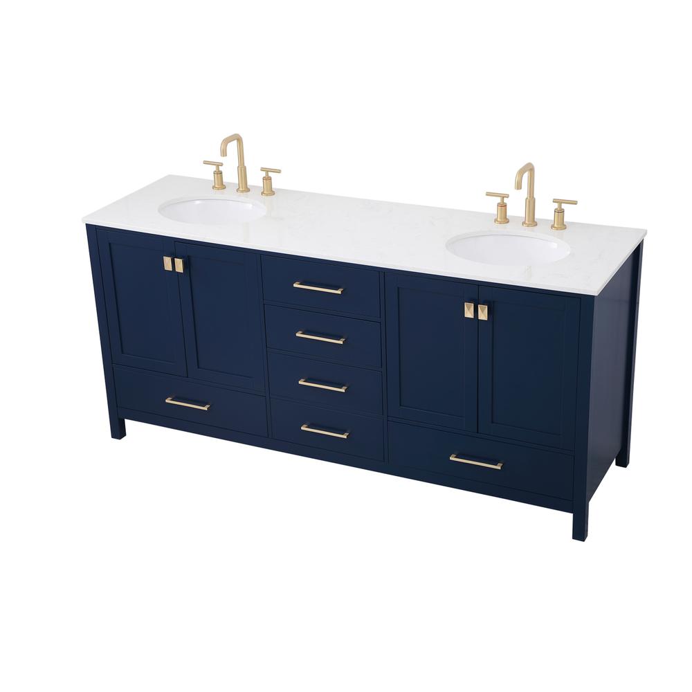 72 inch Double Bathroom Vanity in Blue. Picture 7