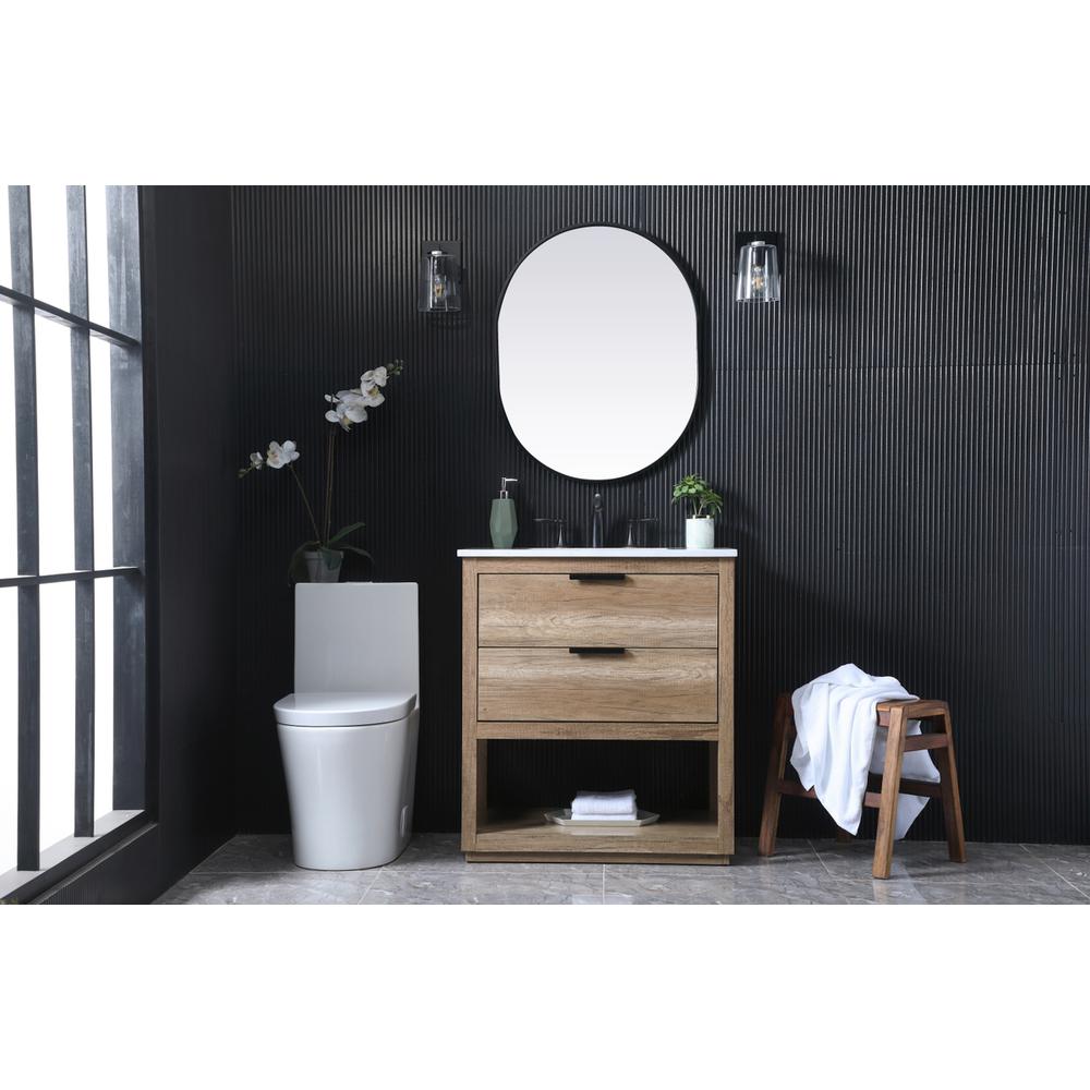 30 Inch SIngle Bathroom Vanity In Natural Oak. Picture 4