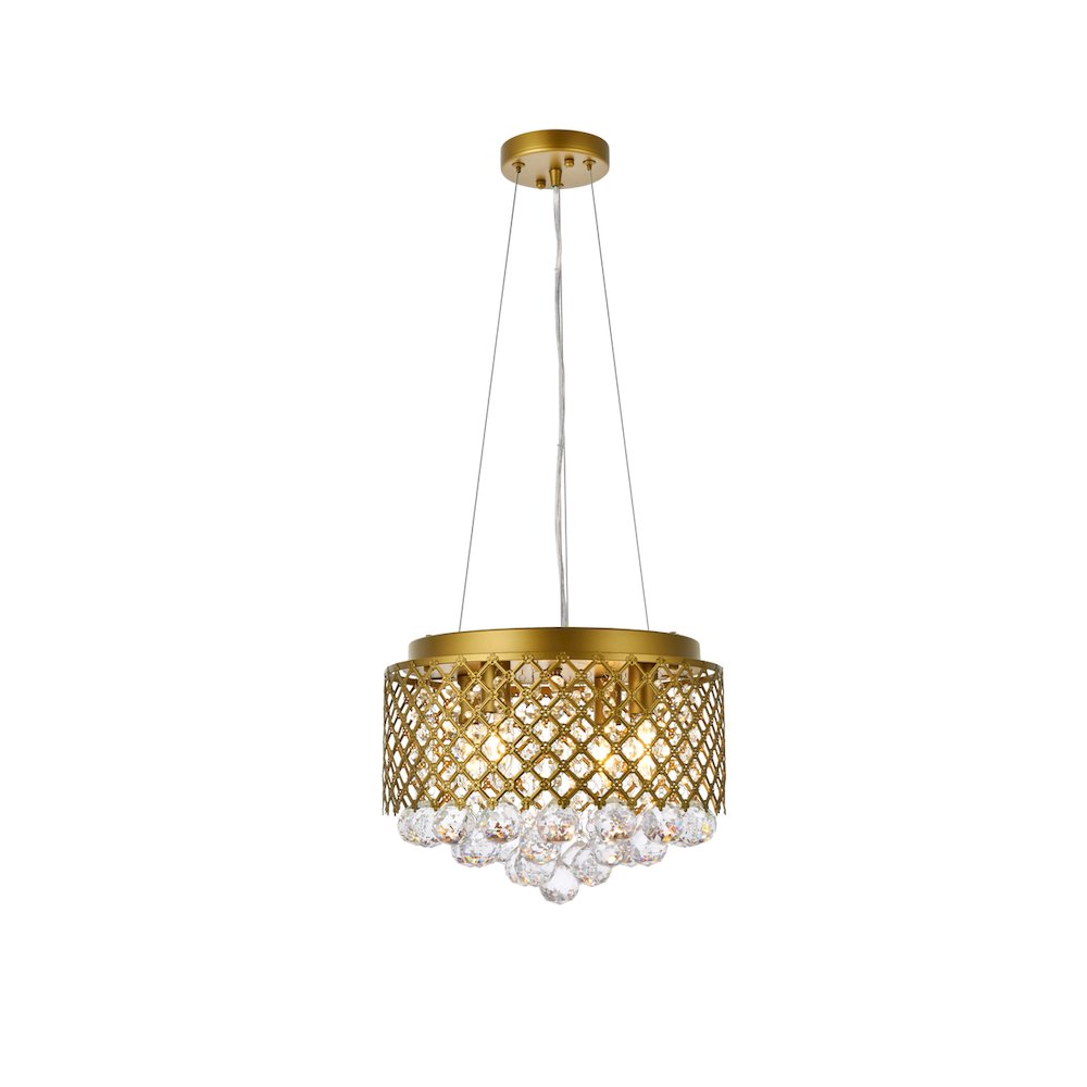 Tully 4 Lights Pendant In Brass. Picture 1