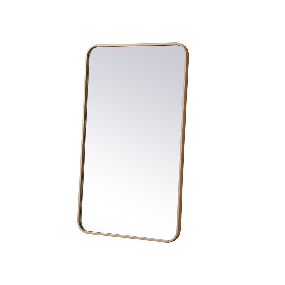 Soft corner metal rectangular mirror 22x36 inch in Brass. Picture 7