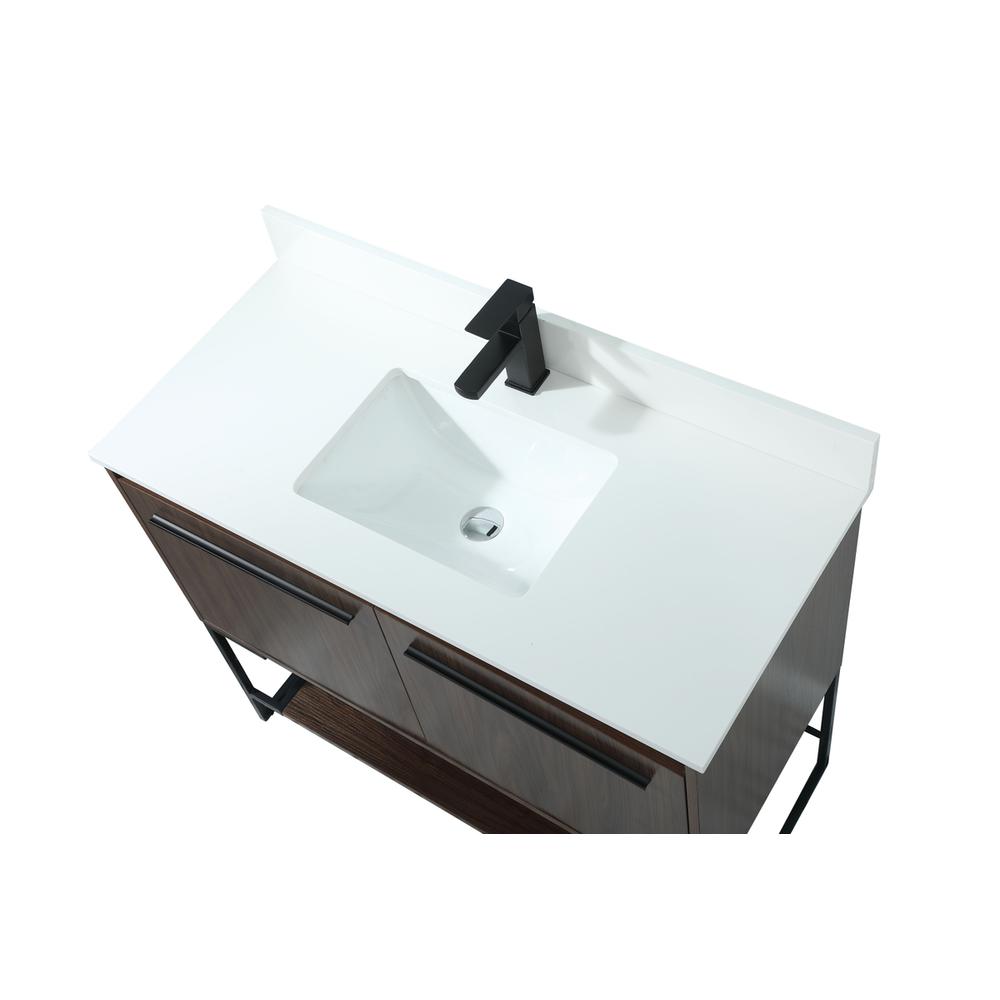 40 inch Single bathroom vanity in walnut with backsplash. Picture 10