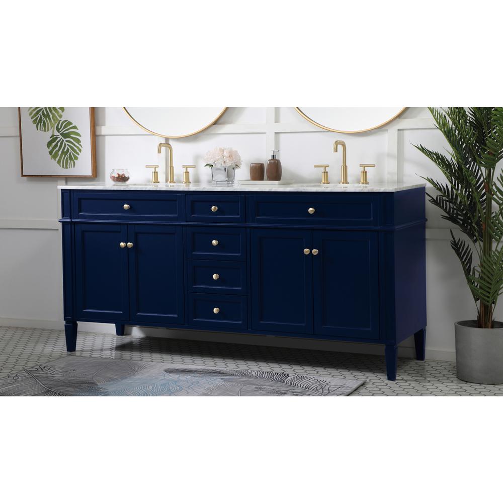 72 inch double bathroom vanity in blue. Picture 2