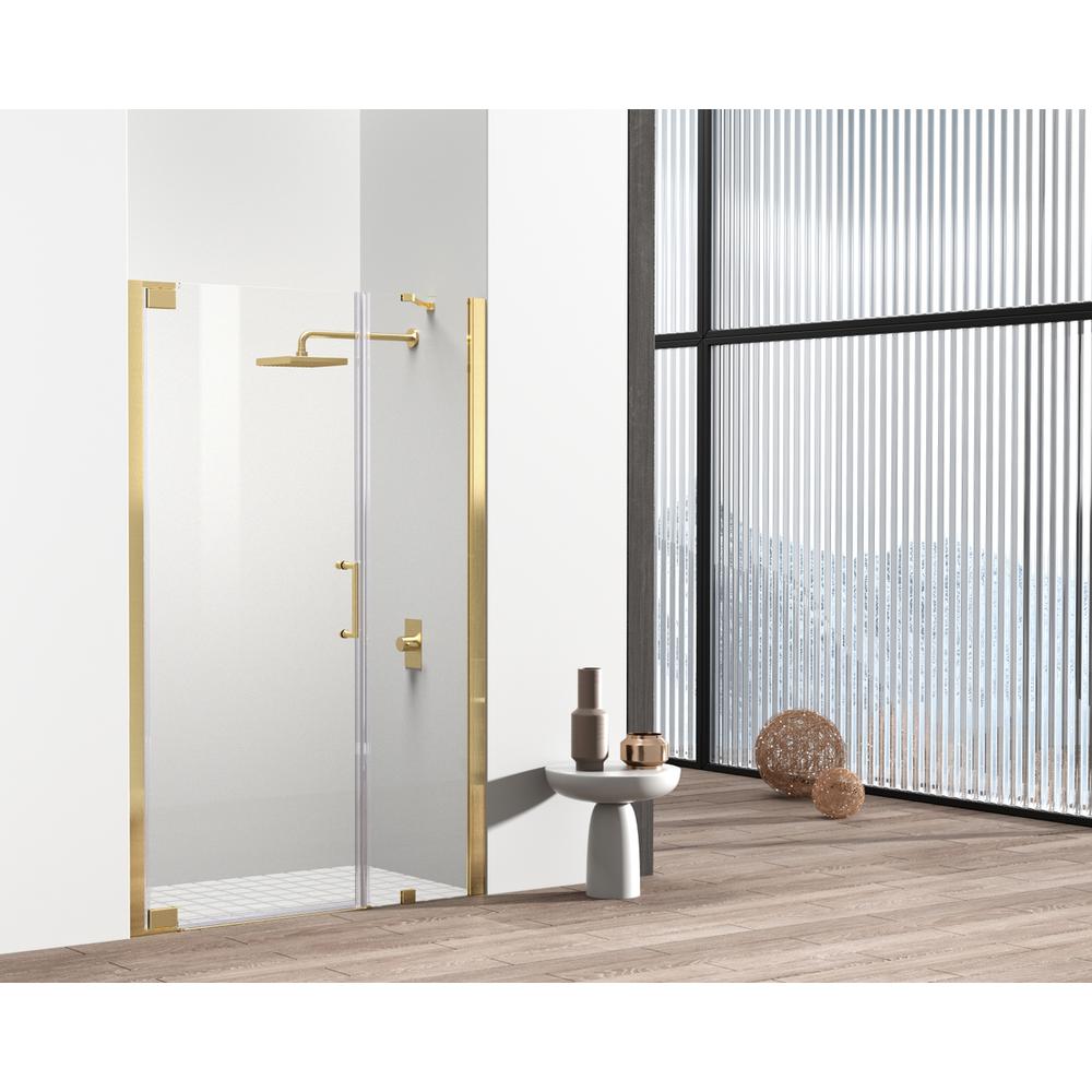 Semi-frameless hinged shower door 48 x 72 Brushed Gold. Picture 2