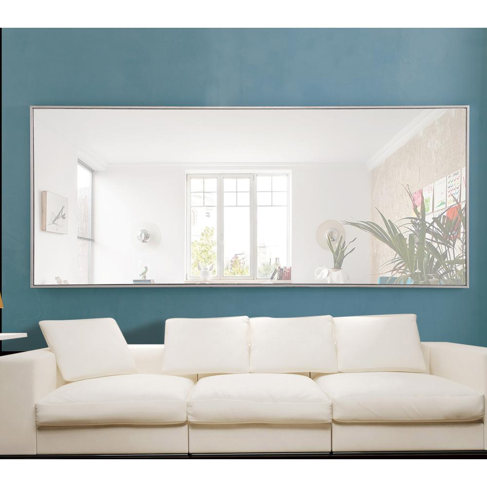 Metal frame Rectangle Mirror 30 inch Silver. Picture 5