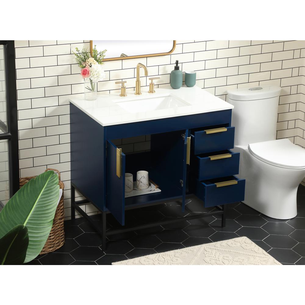 36 inch Single bathroom vanity in blue. Picture 3
