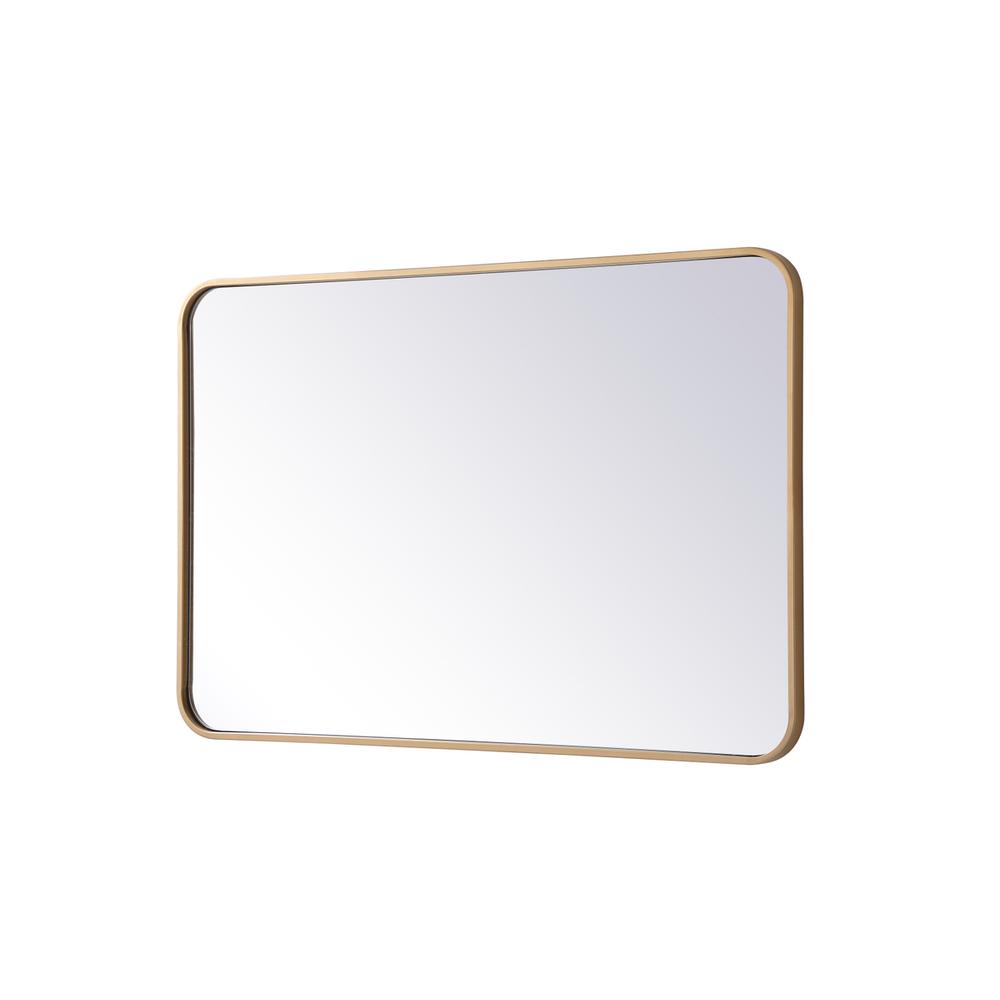 Soft corner metal rectangular mirror 24x36 inch in Brass. Picture 5