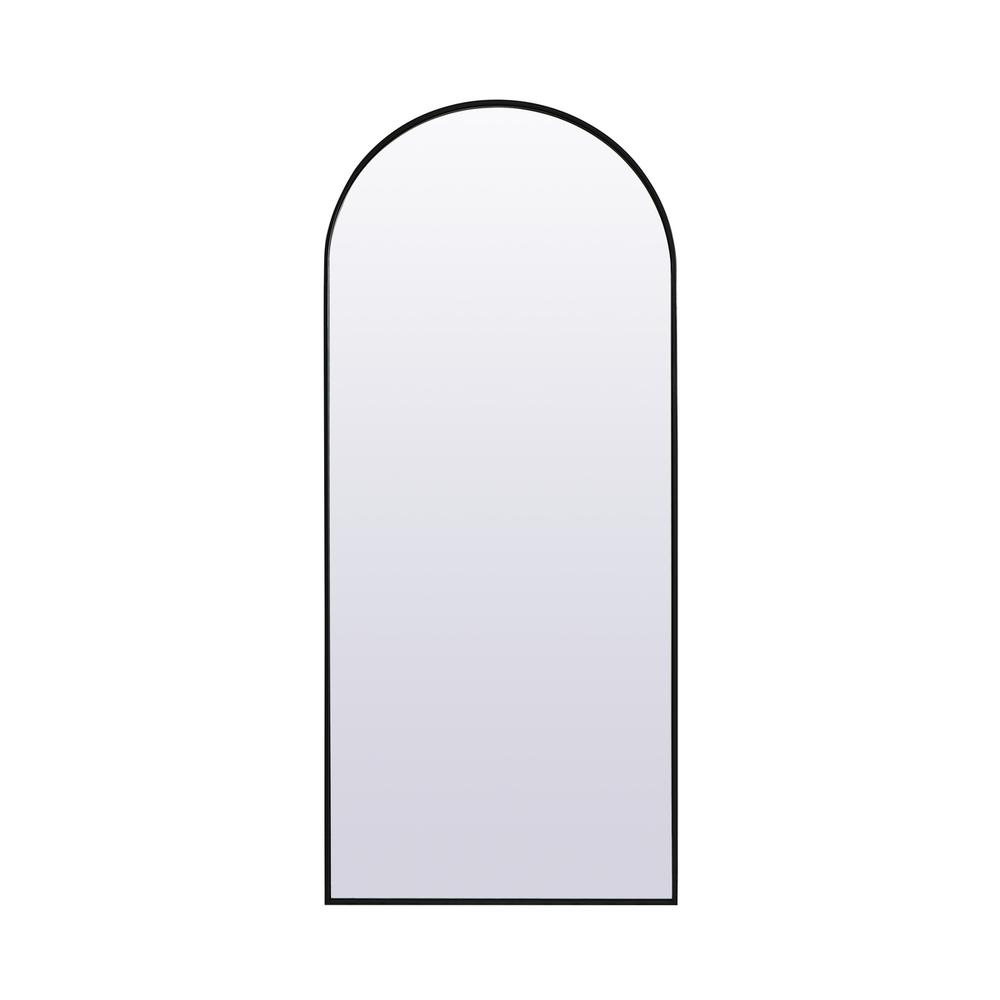Metal Frame Arch Full Length Mirror 32x76 Inch in Black. Picture 1