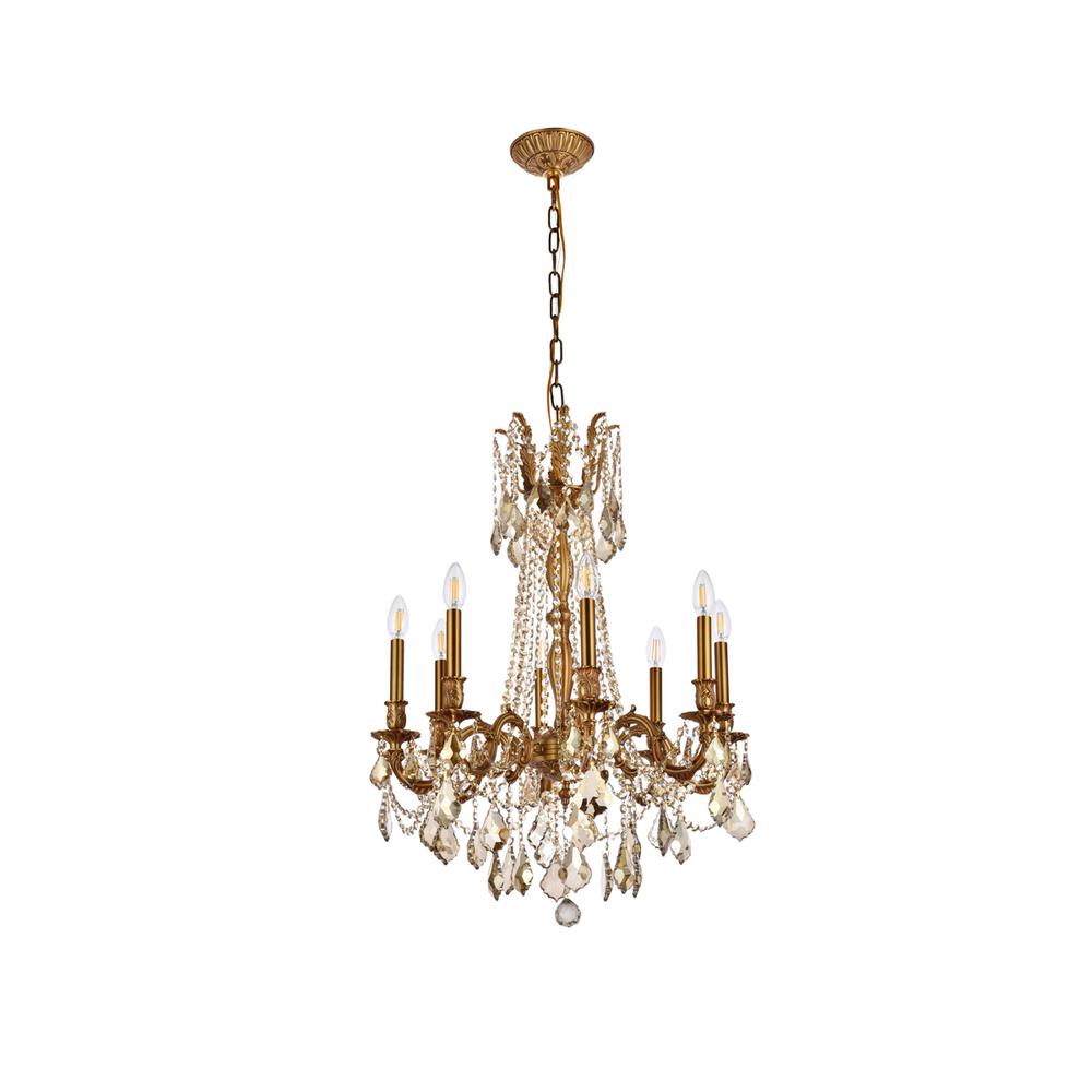 Rosalia 8 light French Gold Chandelier Golden Teak (Smoky) Royal Cut Crystal. Picture 6