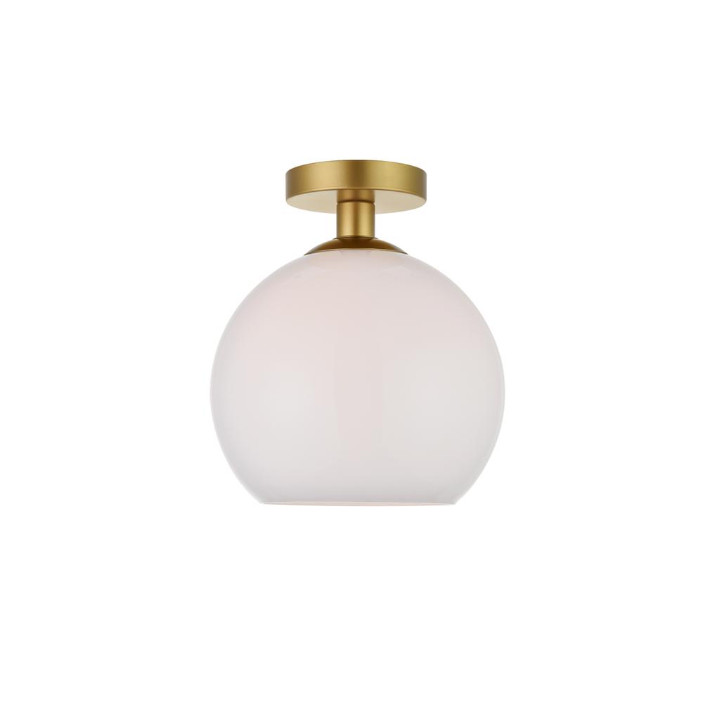 Baxter 1 Light Brass Flush Mount With Frosted White Glass. Picture 1