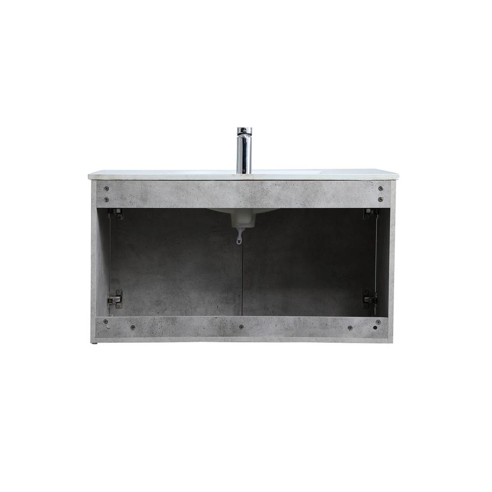 36 inch  Single Bathroom Floating Vanity in Concrete Grey. Picture 12