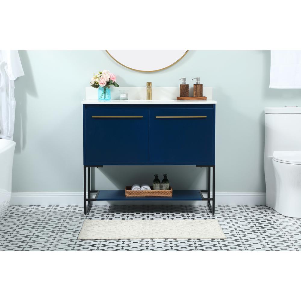 40 inch Single bathroom vanity in blue with backsplash. Picture 14