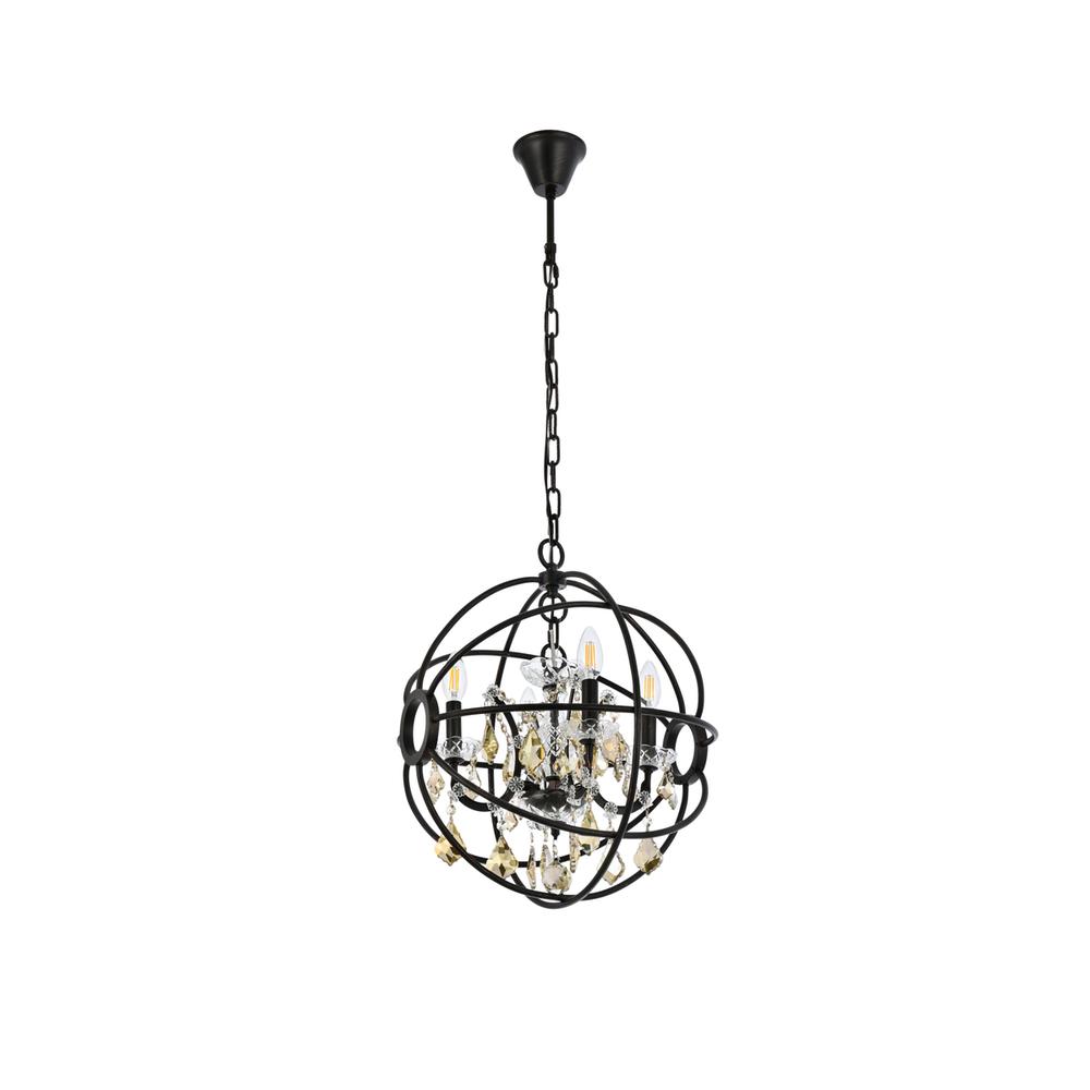 Geneva 4 light Dark Bronze Pendant Golden Teak (Smoky) Royal Cut crystal. Picture 6