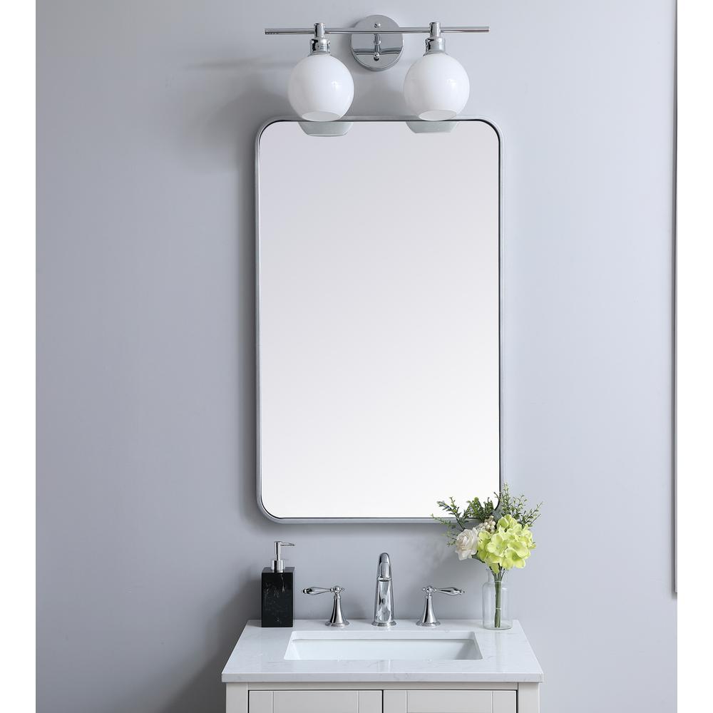 Soft corner metal rectangular mirror 22x36 inch in Silver. Picture 9