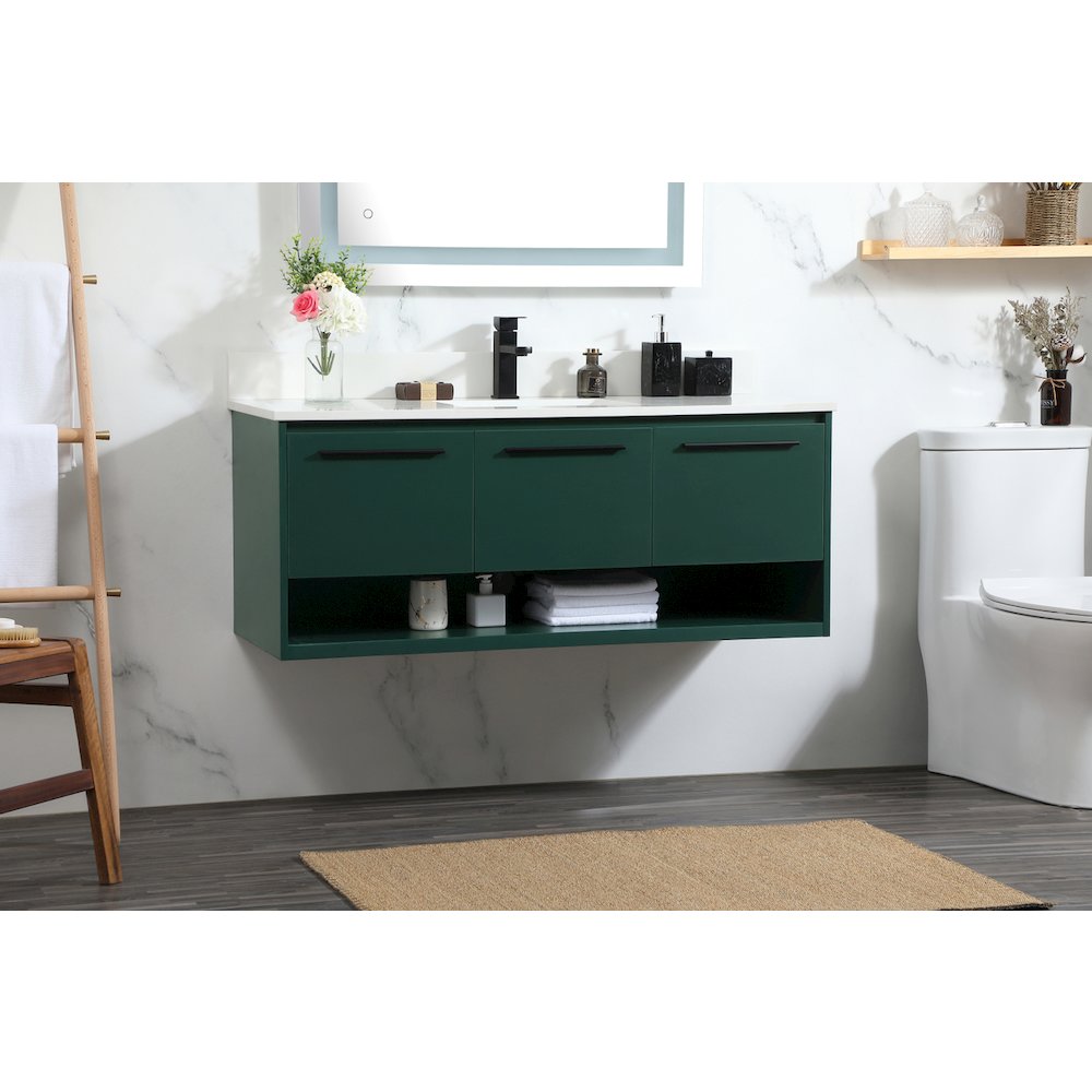 48 Inch Single Bathroom Vanity In Green With Backsplash. Picture 3