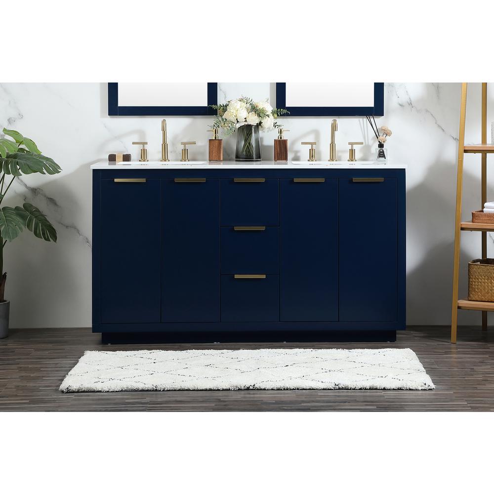 60 inch double bathroom vanity in blue. Picture 14