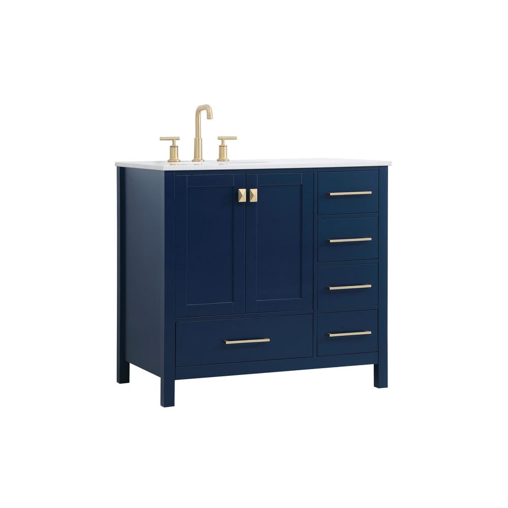 36 inch Single Bathroom Vanity in Blue. Picture 6