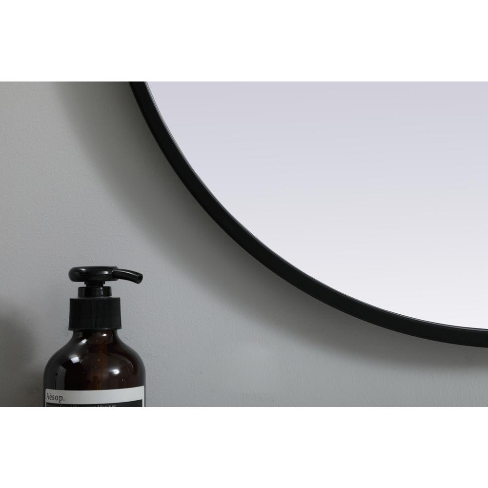 Metal Frame Oval Mirror 20x36 Inch in Black. Picture 5