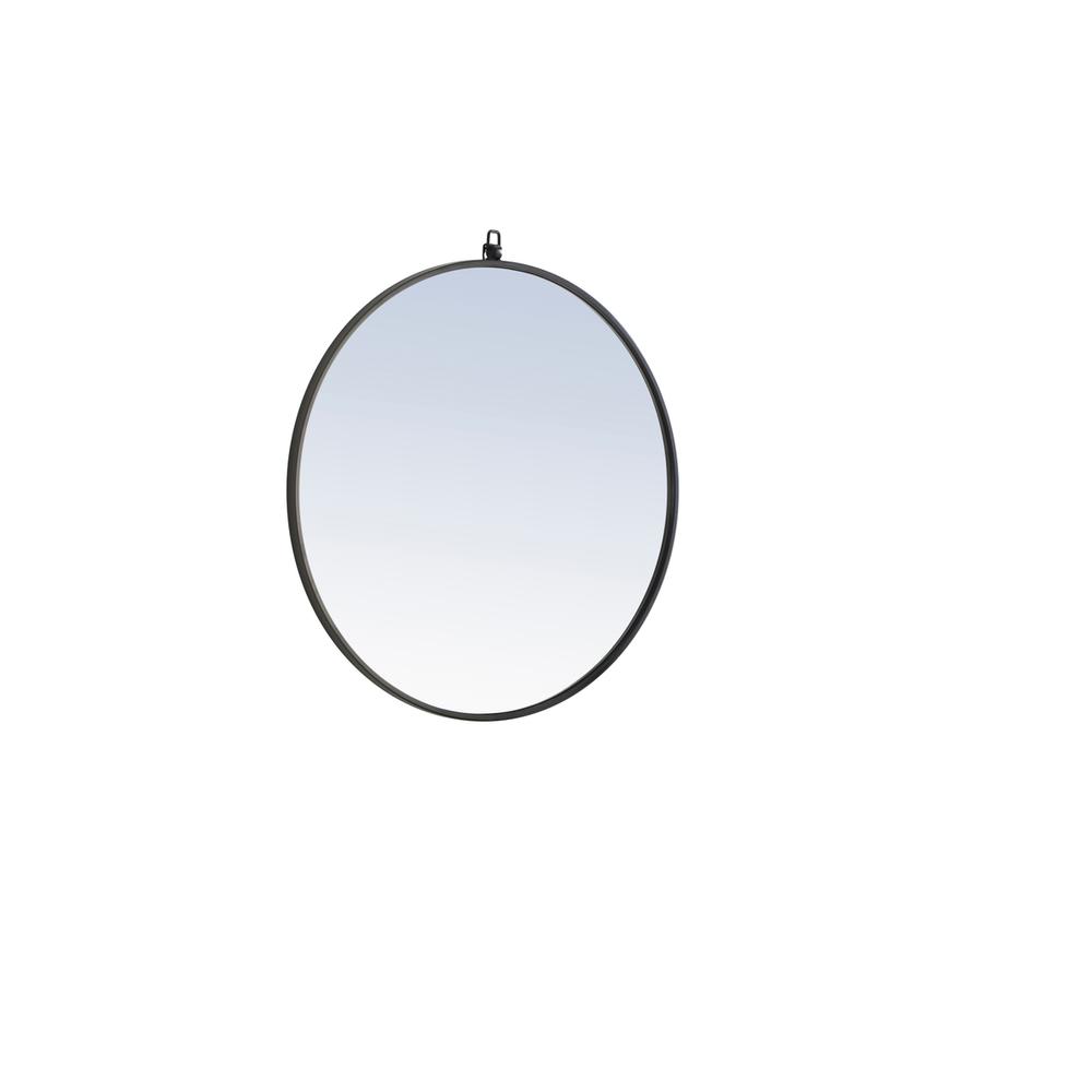 Metal frame Round Mirror with decorative hook 28 inch Black finish. Picture 4