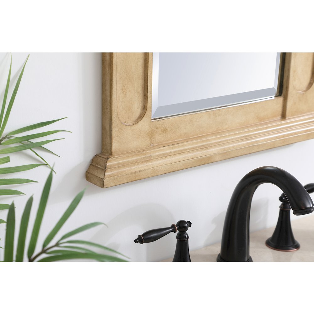Wood Frame Mirror 18 Inch X 28 Inch In Antique Beige. Picture 4