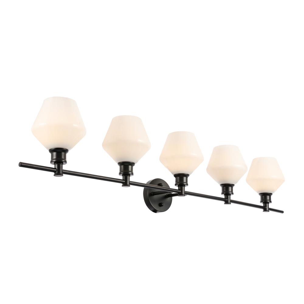 Gene 5 light Black and Frosted white glass Wall sconce. Picture 7