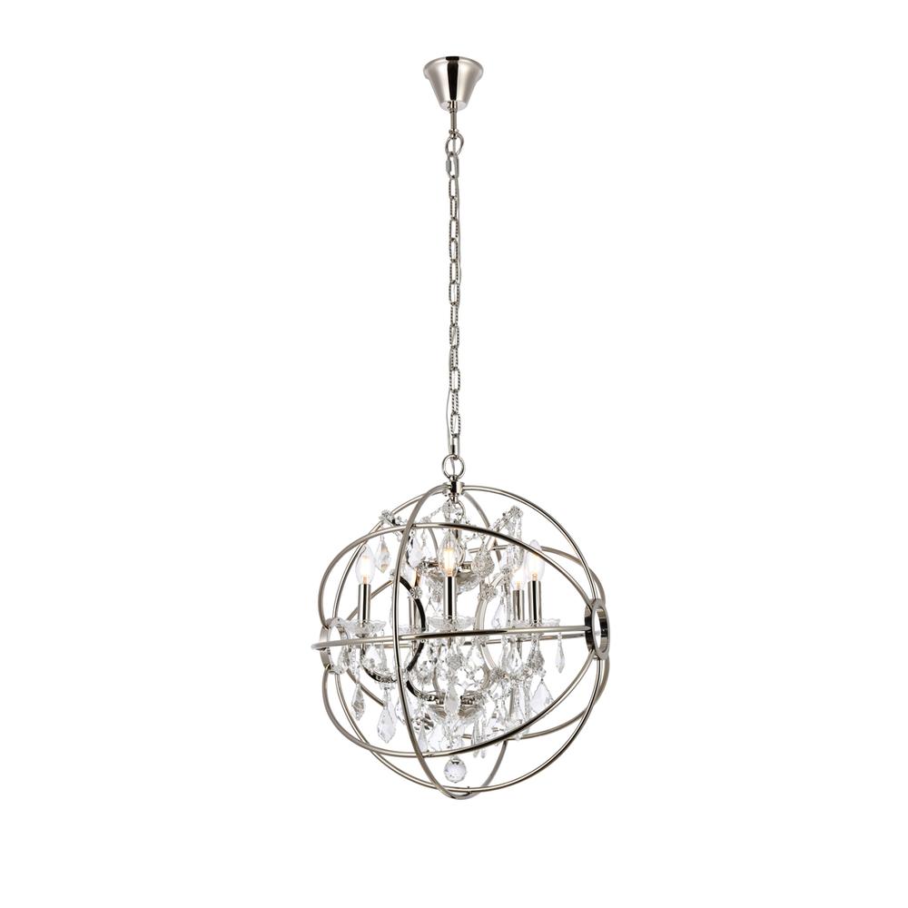 Geneva 5 light polished nickel Pendant Clear Royal Cut crystal. Picture 1